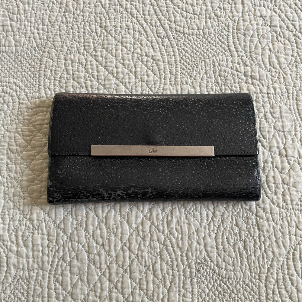 Gucci Tom Ford era black trifold leather wallet